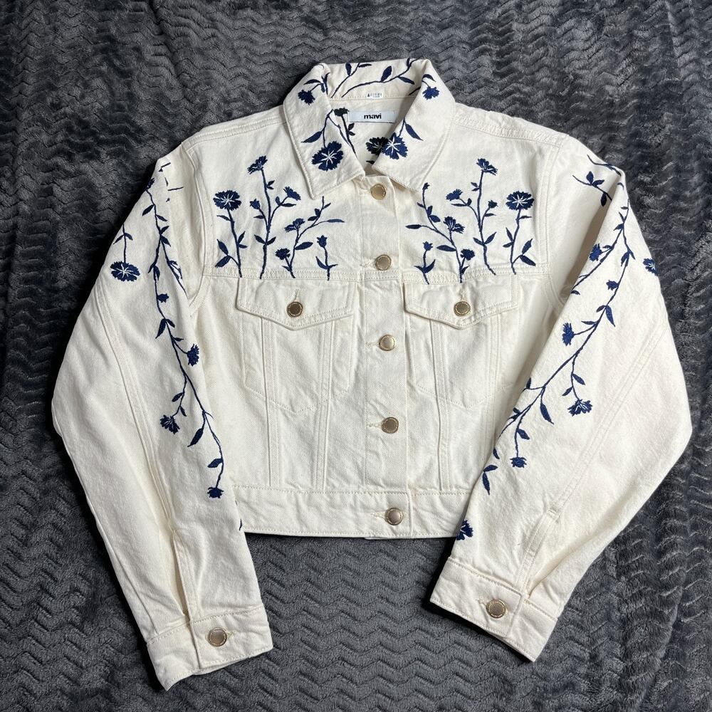 Mavi Harmony Denim Jacket In Beige Size XS